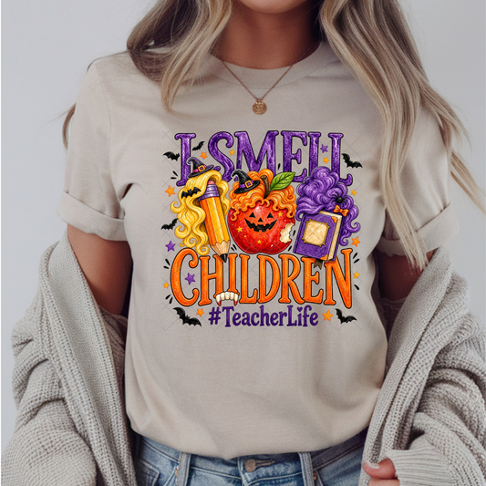 I Smell Children Teacher Life Witches - Premium Graphic T-Shirt for Casual Wear