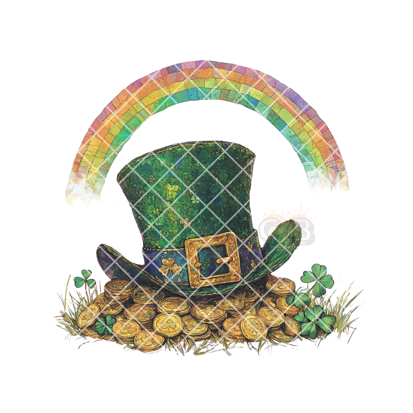 St Patrick’s Gold Hat Rainbow PNG