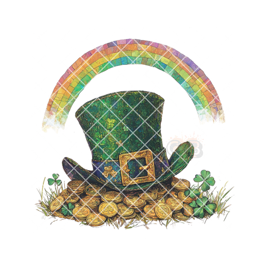 St Patrick’s Gold Hat Rainbow PNG