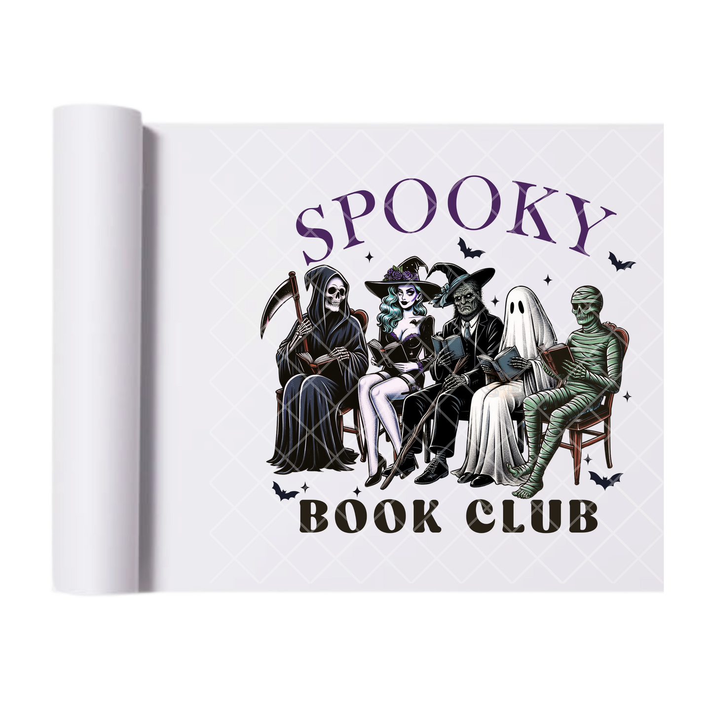Spooky book club - Ready To Press Print Transfer for Apparel, Cotton, Polyester & Blends - High-Quality Print- Commercial Grade