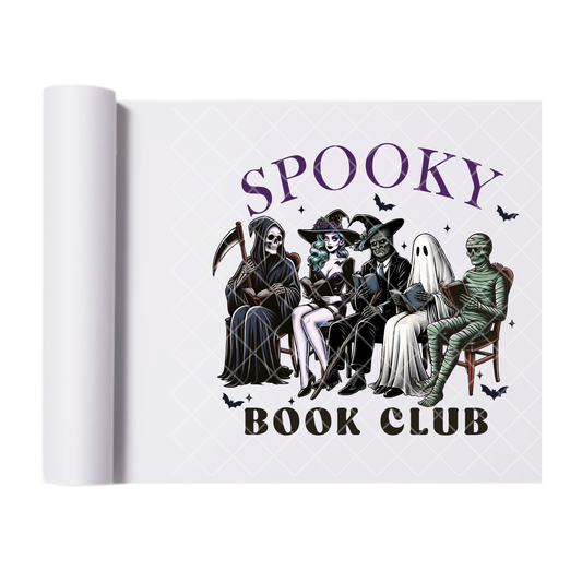 Spooky book club - Ready To Press Print Transfer for Apparel, Cotton, Polyester & Blends - High-Quality Print- Commercial Grade