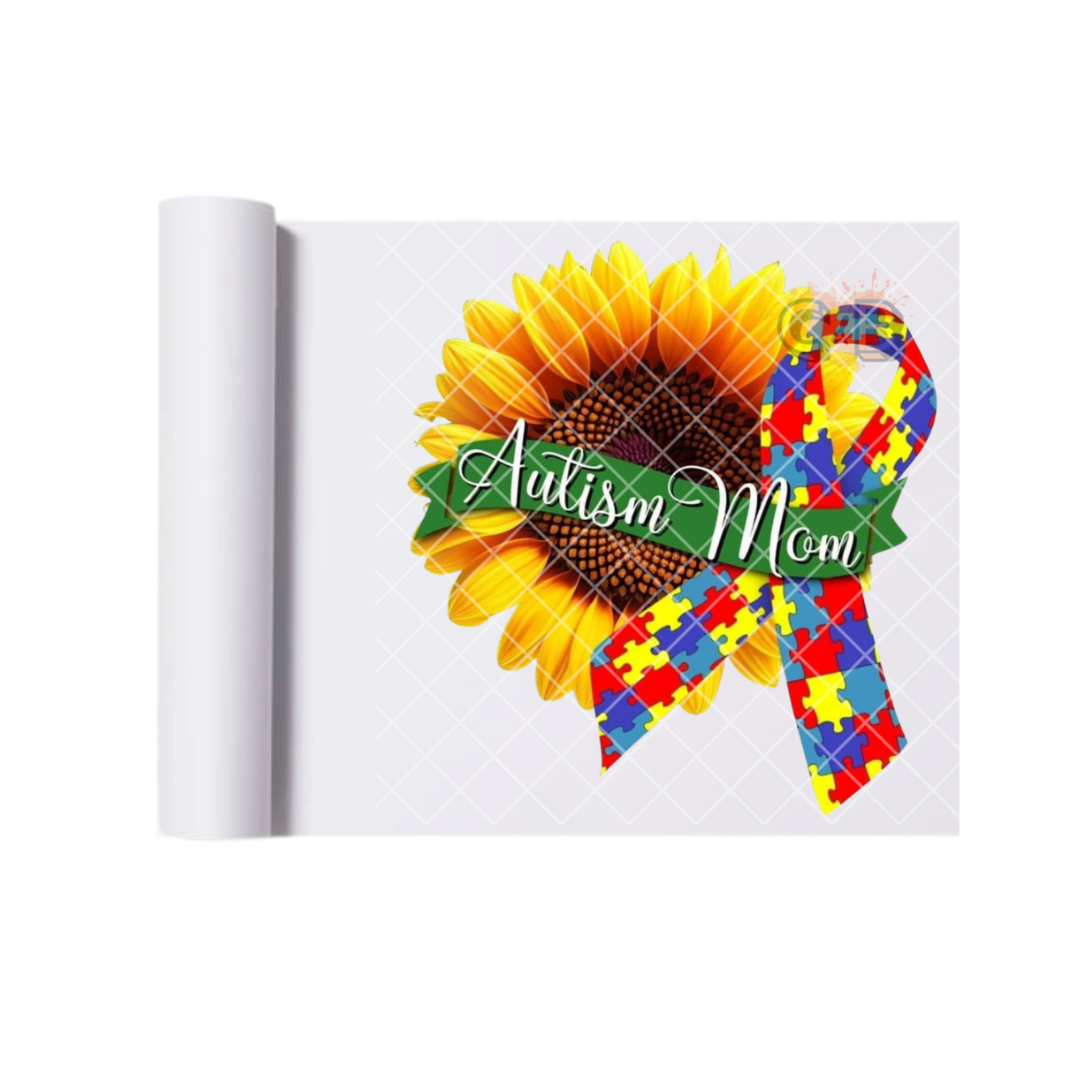 Sunflower Mom Ribbon Autism Awareness DTF Transfer