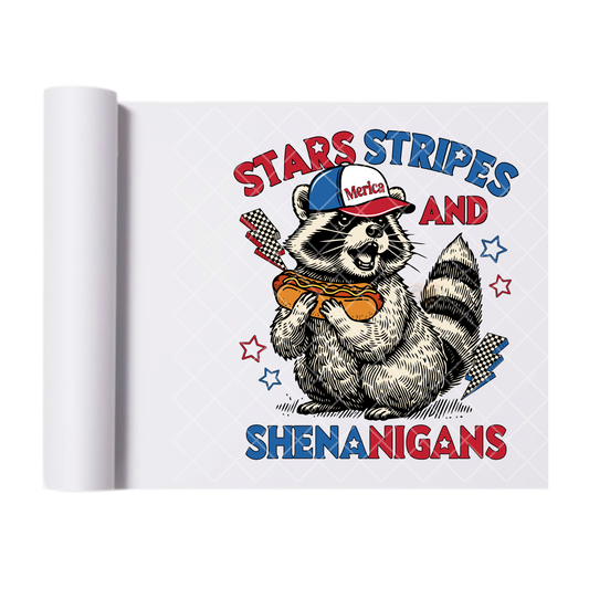Stars Stripes And Shenanigans - Direct Print Film Transfer for Trendy T-Shirts, Cotton, Polyester & Blends - High-Quality Print