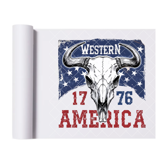 Western America 1776 - Direct Print Film Transfer for Trendy T-Shirts, Cotton, Polyester & Blends - High-Quality Print