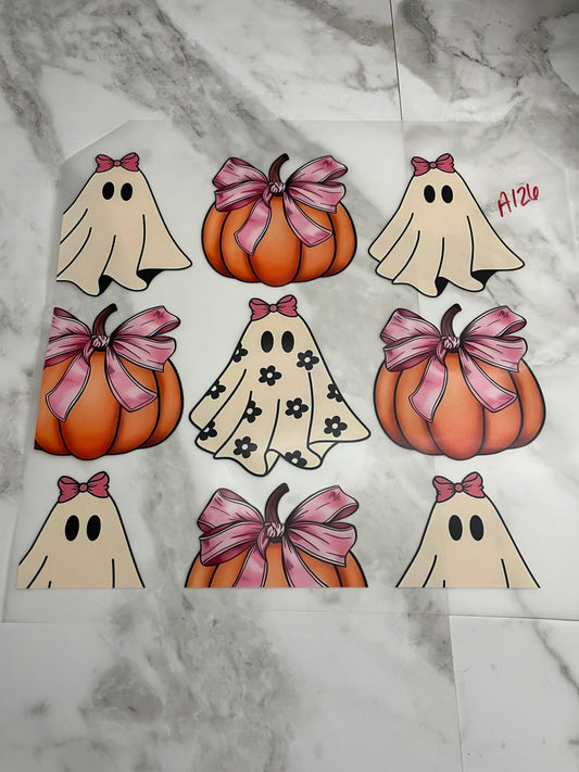 Ghost and pumpkins #A126 Discount Print