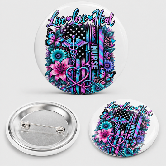 Live Love Heal Purple Pinback Button