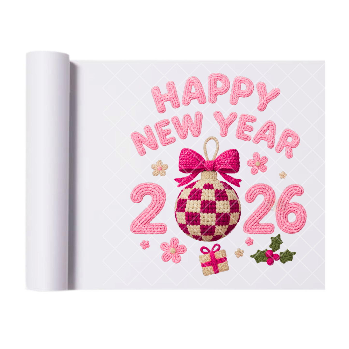 New Year 2026 Checkered Ball - Direct-To-Film Heat Transfer for T-Shirts, Cotton, Polyester & Blends - High-Quality Print