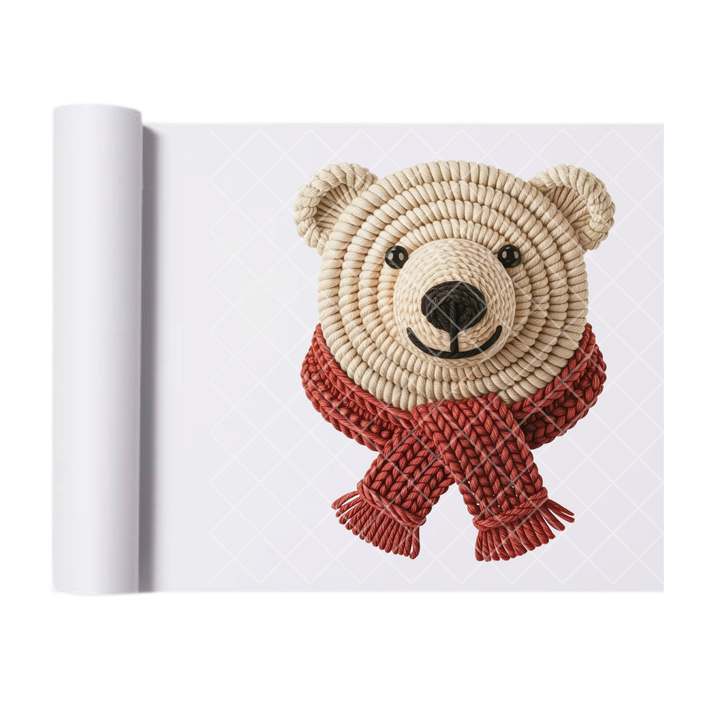 Polar Bear Red Scarf Faux Crochet - Direct-To-Film Heat Transfer for T-Shirts, Cotton, Polyester & Blends - High-Quality Print