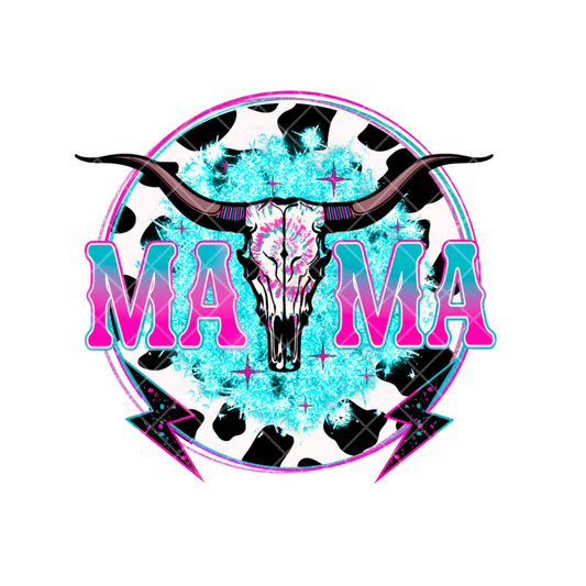 Mama Steer Blue Bolts PNG