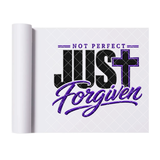 Faux Stitch Forgiven Black and Purple - Direct-To-Film Heat Transfer for T-Shirts, Cotton, Polyester & Blends - High-Quality Print
