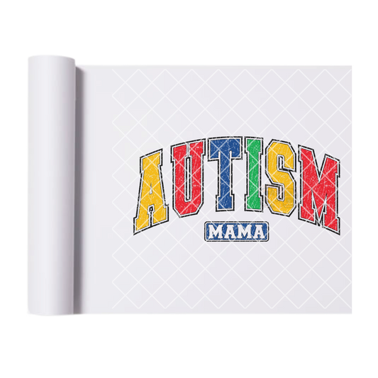 Autism mom college font DTF film t shirt transfer