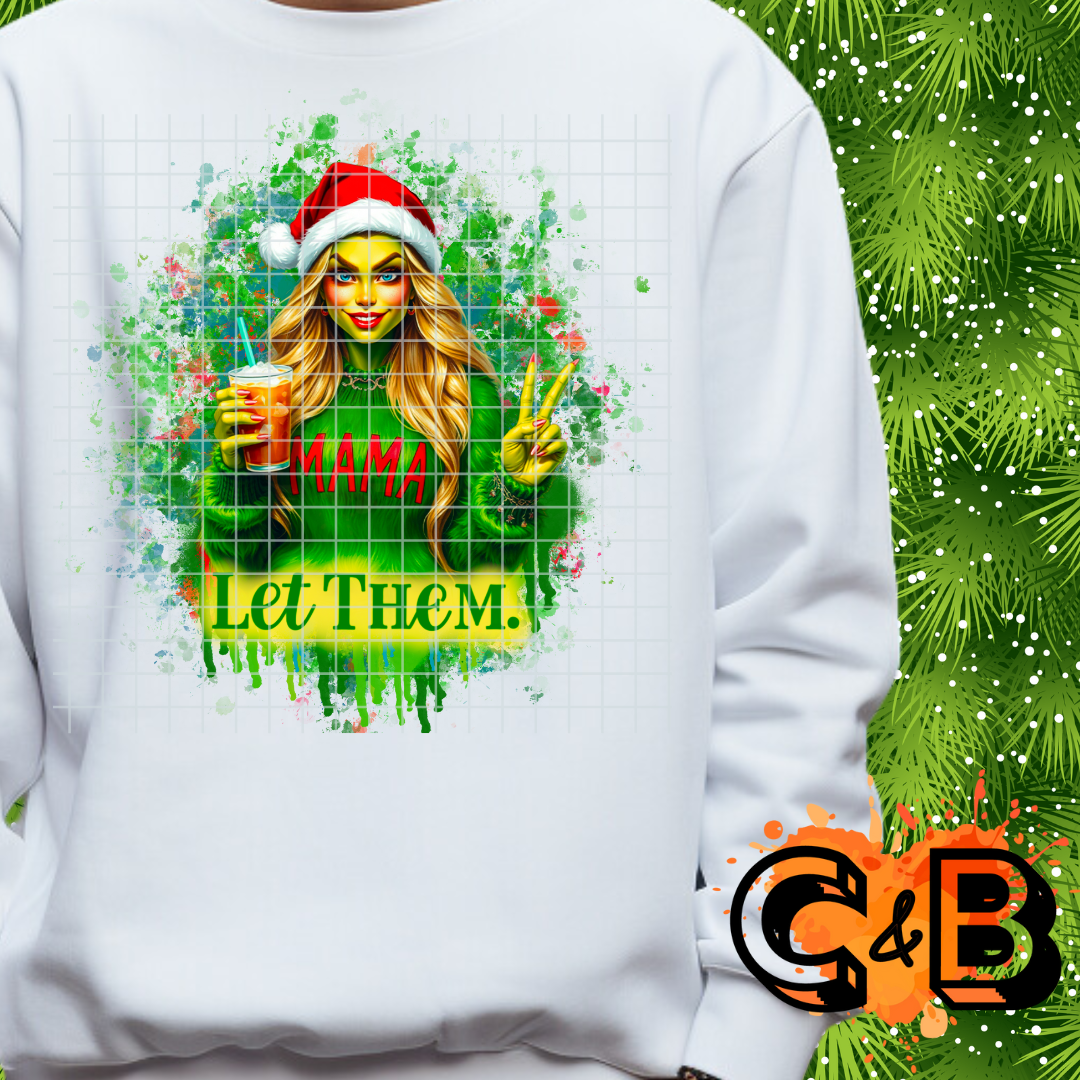 Let Them Babe Christmas Green Girl film t shirt transfer