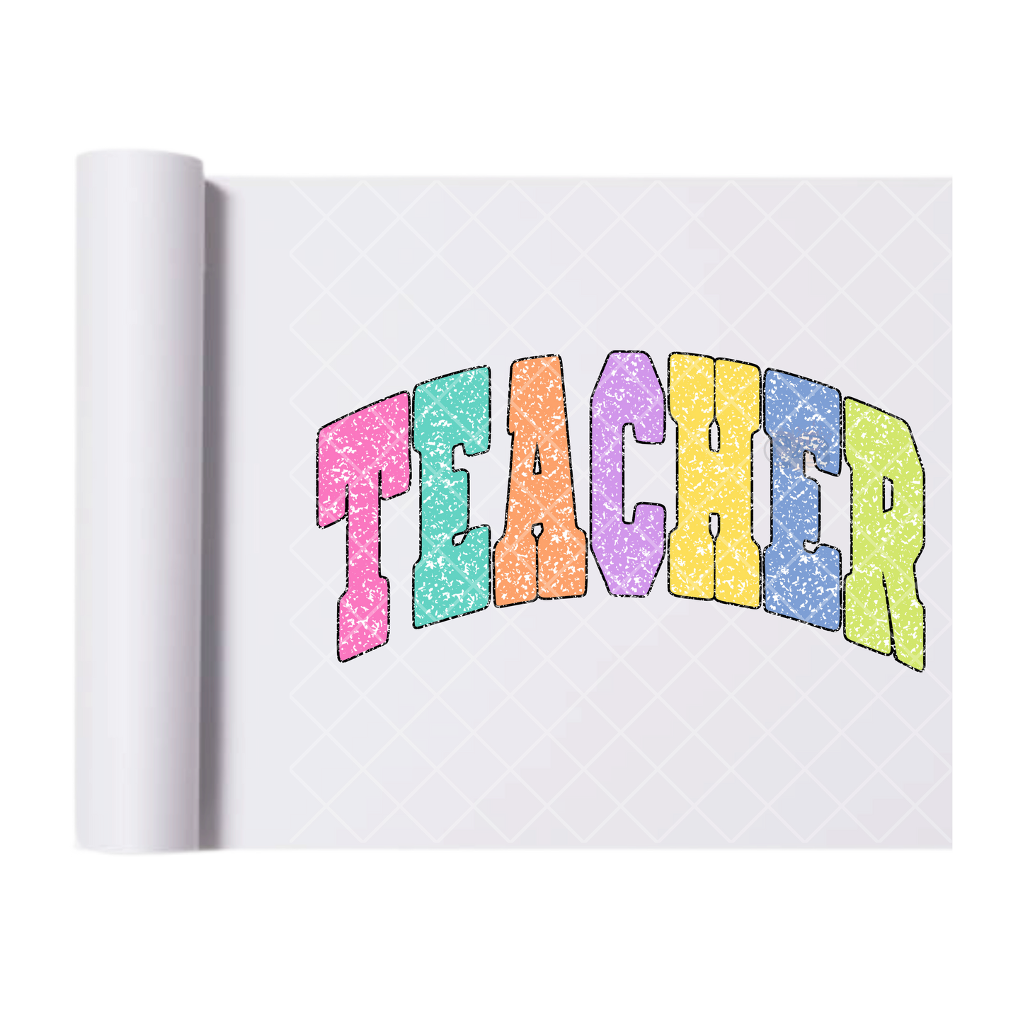 Teacher Distressed Multi-Color - Direct Print Film Transfer for T-Shirts, Cotton, Polyester & Blends - High-Quality Print