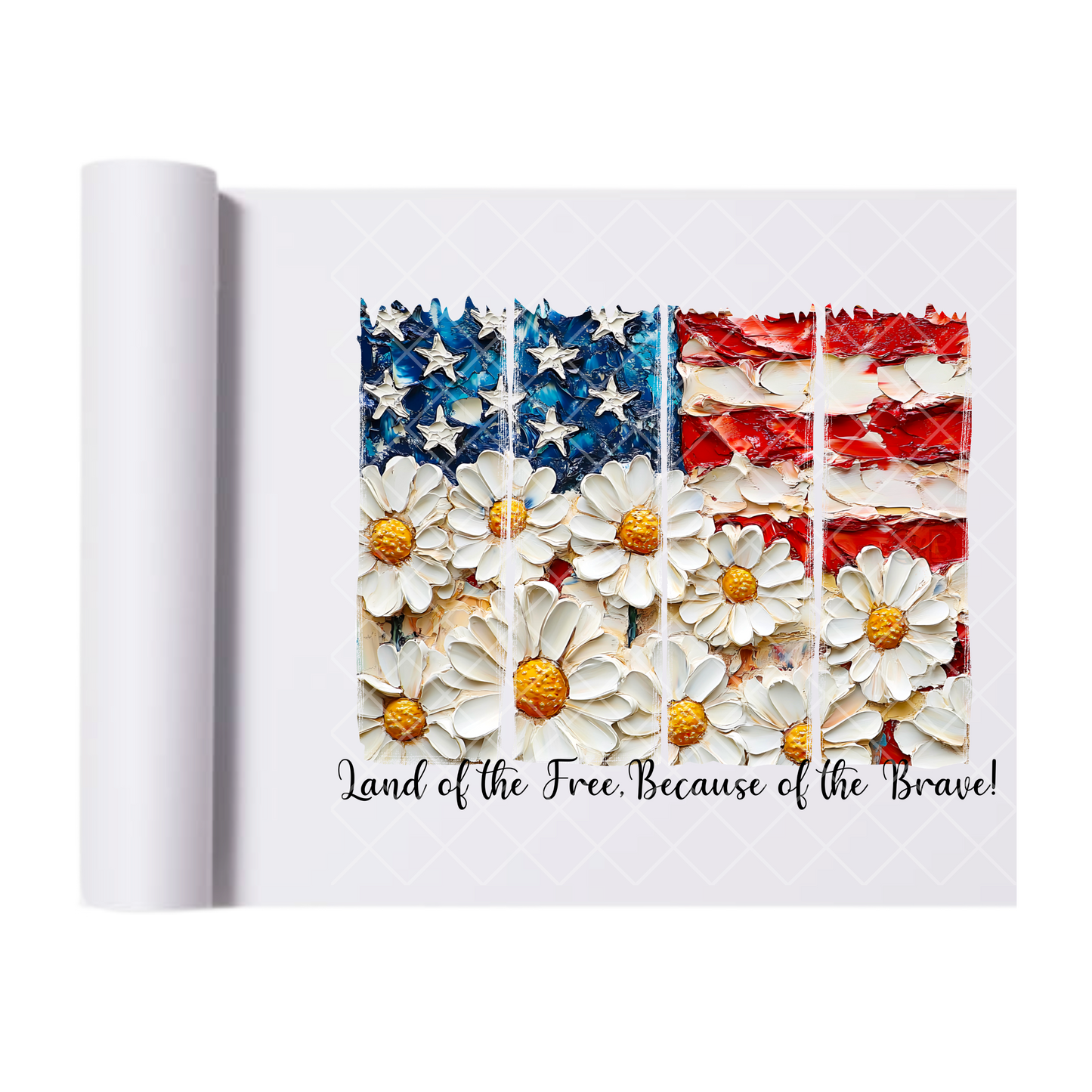 Gesso Daisy Flag - Direct Print Film Transfer for T-Shirts, Cotton, Polyester & Blends - High-Quality Print