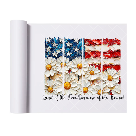Gesso Daisy Flag - Direct Print Film Transfer for T-Shirts, Cotton, Polyester & Blends - High-Quality Print