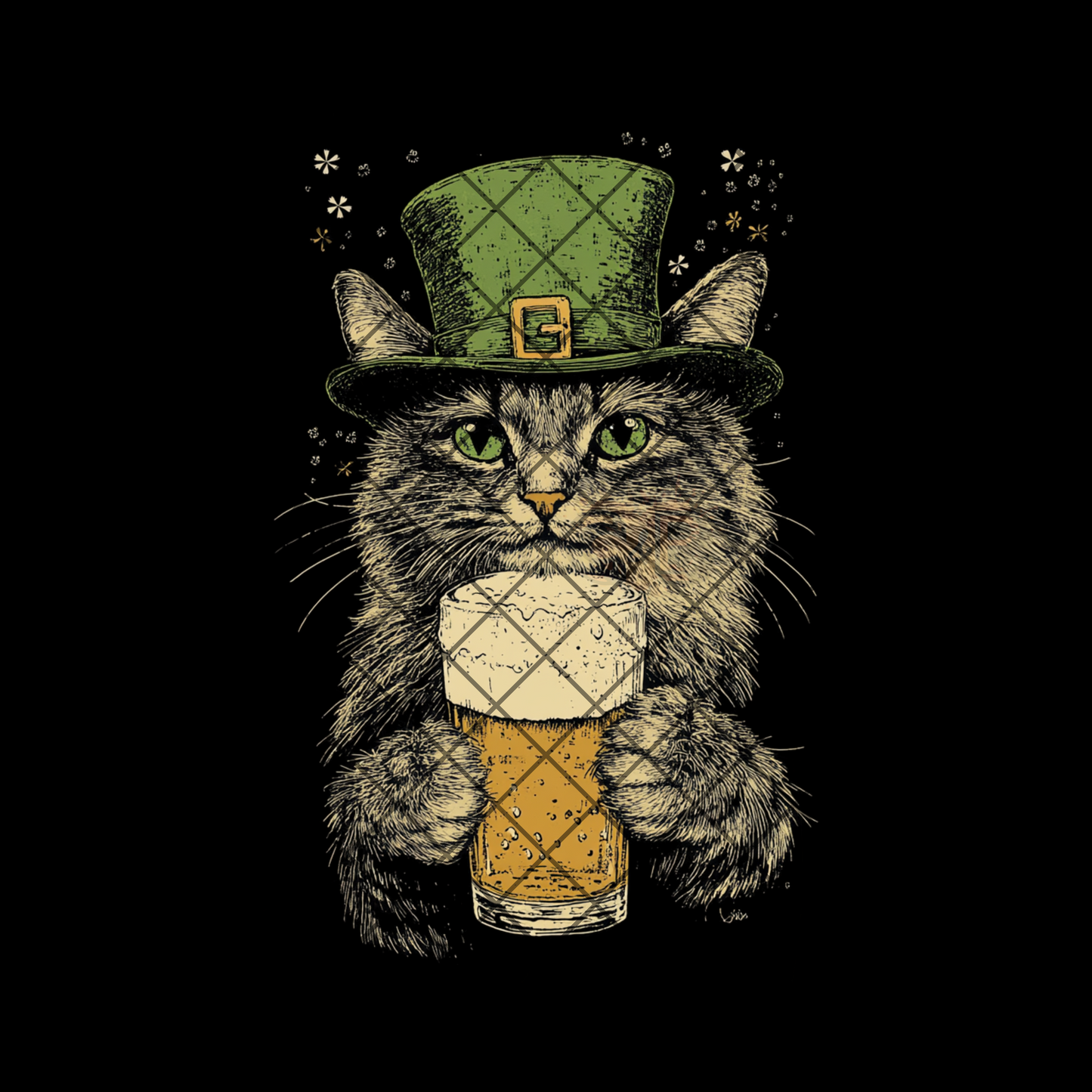 Shamrock St. Patrick’s day cat PNG