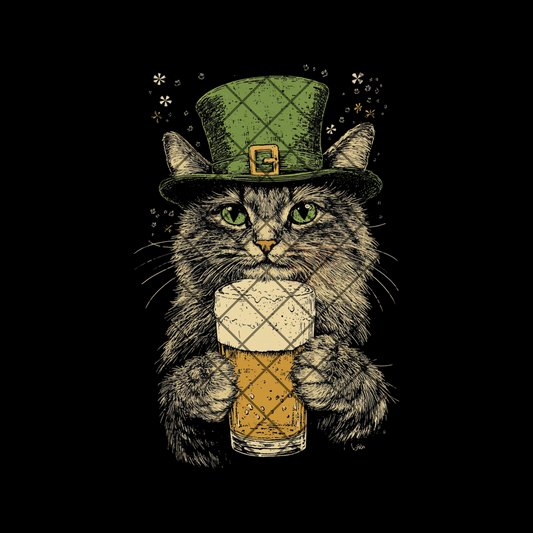Shamrock St. Patrick’s day cat PNG