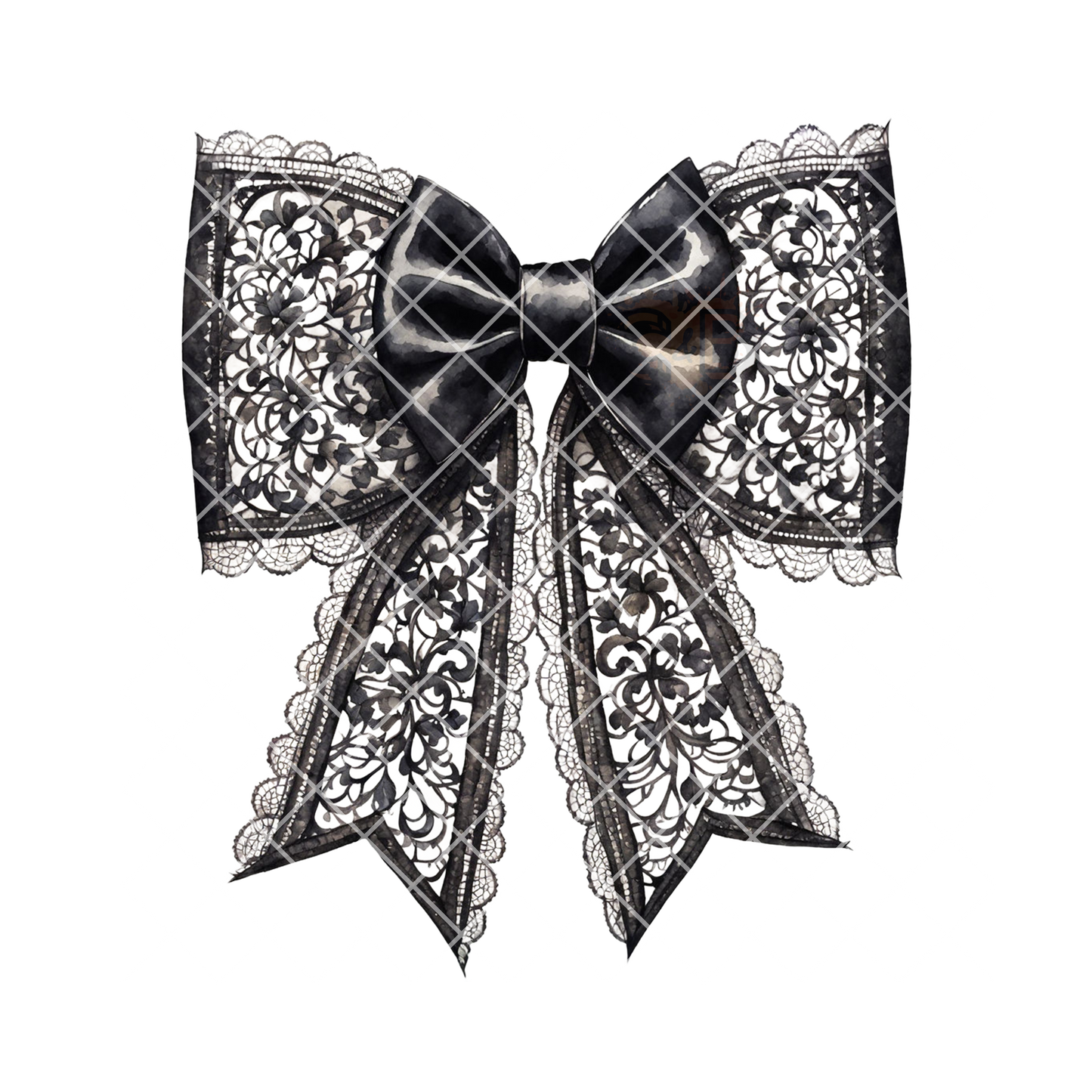 Black lace bow PNG