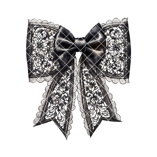 Black lace bow PNG