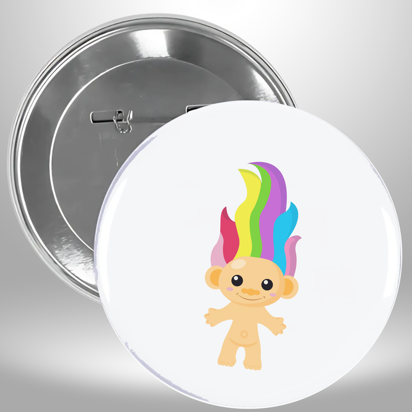 Rainbow Troll Animation Pinback Button