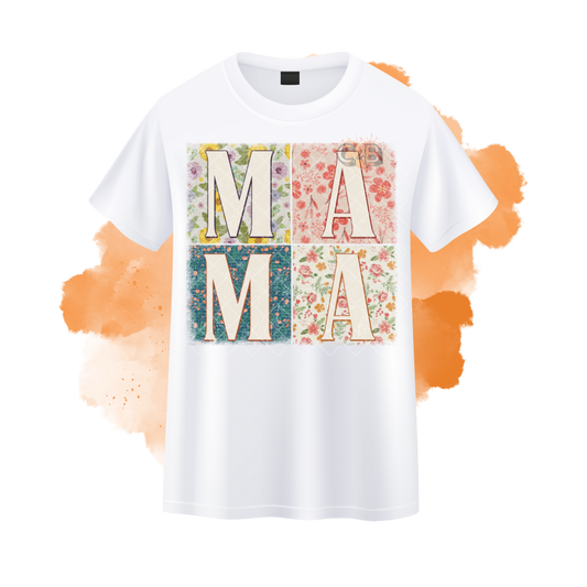 MAMA Floral Blocks T-Shirt