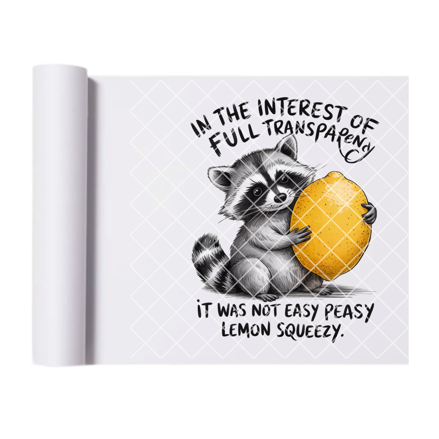 Full transparency Racoon lemon DTF film t shirt transfer