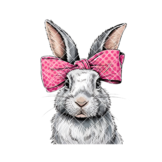 Bunny rabbit with big pink bow PNG