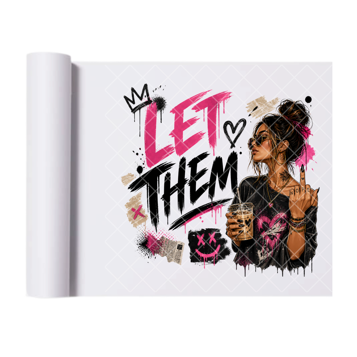 Let Them Black and Pink Babe - Ready To Press Print Transfer for Apparel, Cotton, Polyester & Blends - High-Quality Print- Commercial Grade
