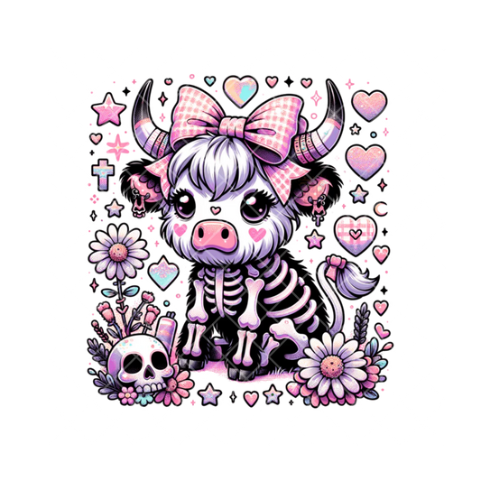 Pink Bow Steer Halloween PNG File