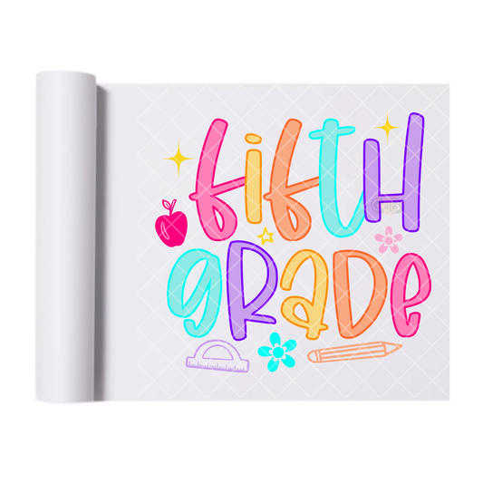 Fifth Grade Neon Outline - Direct Print Film Transfer for T-Shirts, Cotton, Polyester & Blends - High-Quality Print