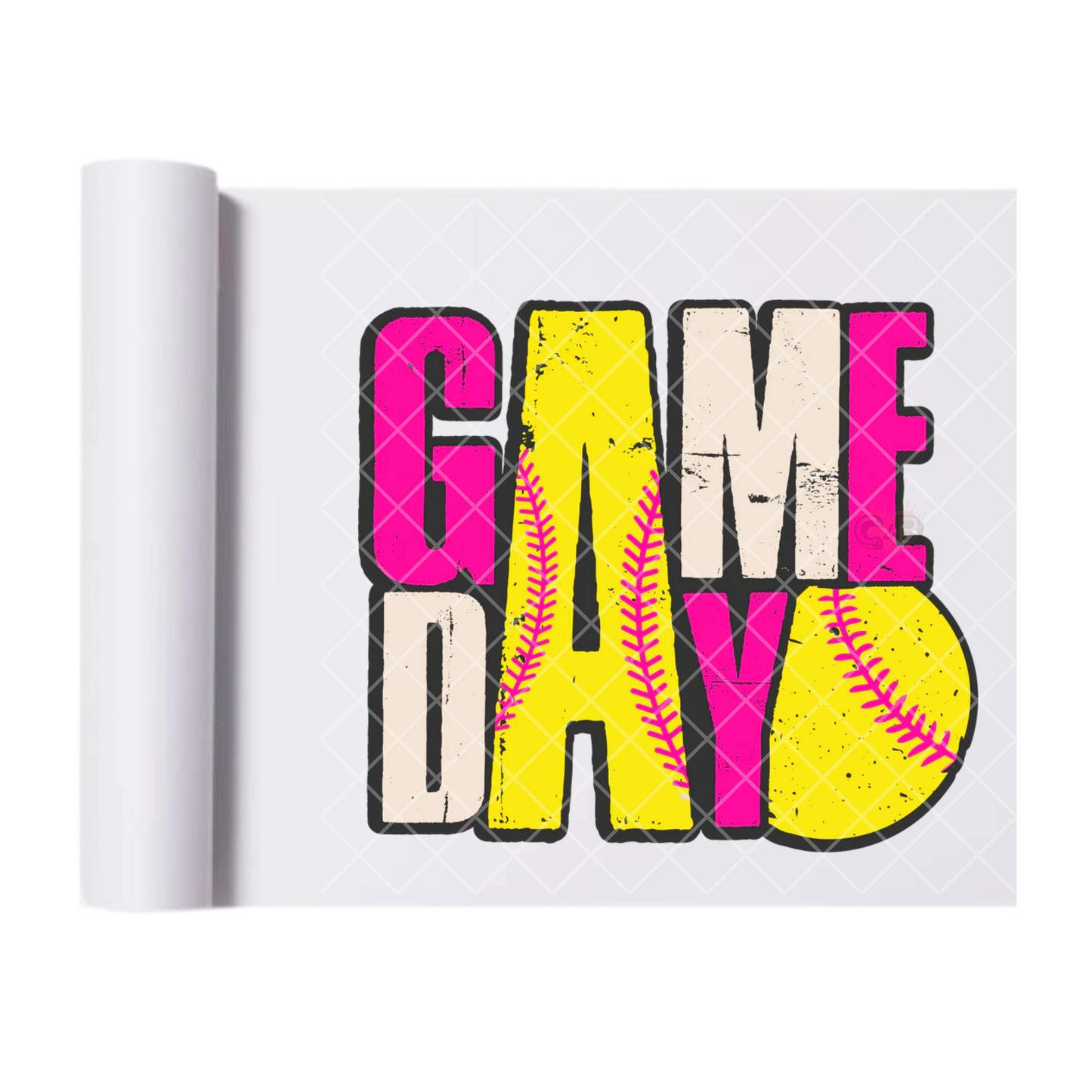 Game Day Yellow Softball - Direct Print Film Transfer for T-Shirts, Cotton, Polyester & Blends - High-Quality Print