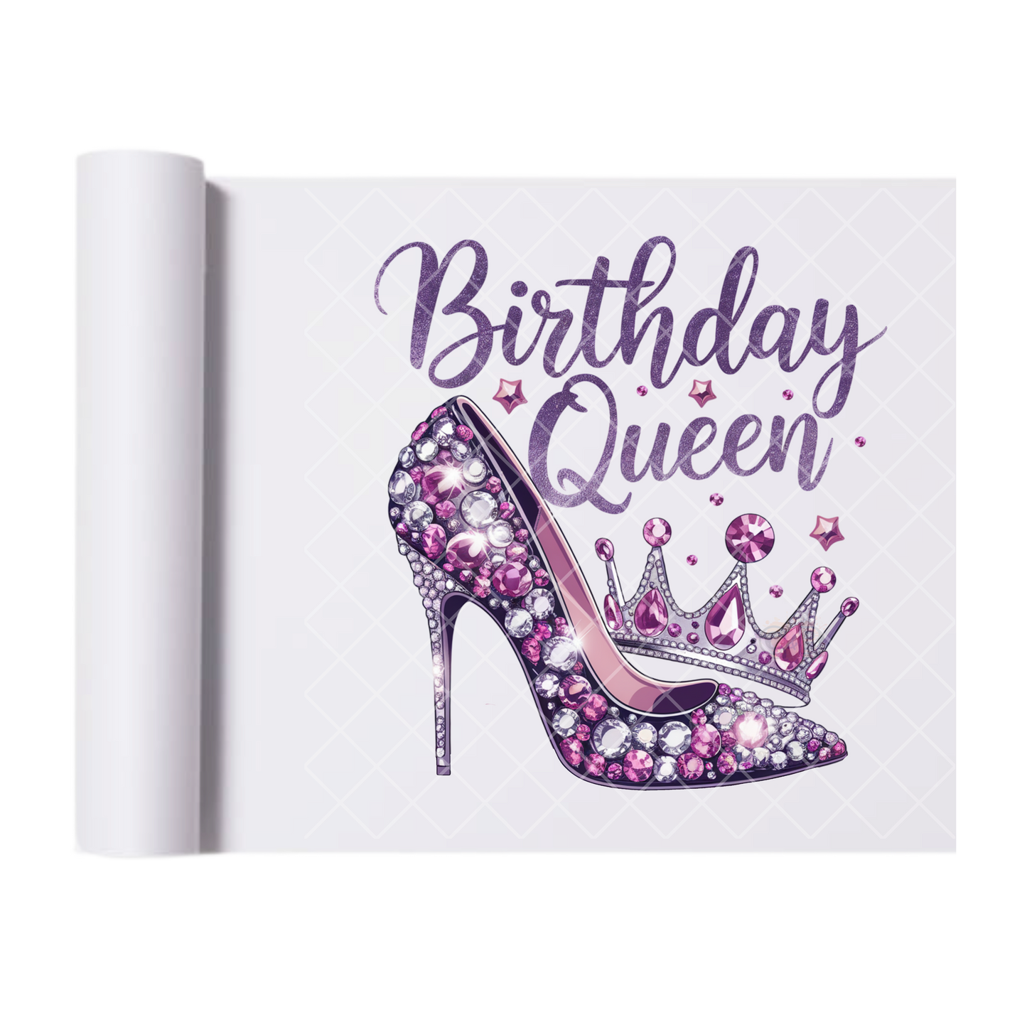 Birthday Queen Bedazzle Slipper - Direct Print Film Transfer for T-Shirts, Cotton, Polyester & Blends - High-Quality Print