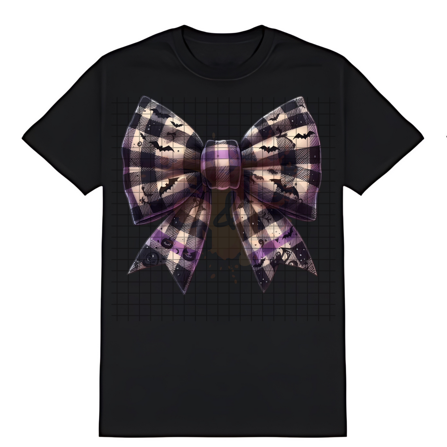 Black And Purple Halloween Bow T-Shirt