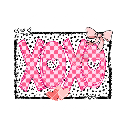 Pink xoxo black dots PNG