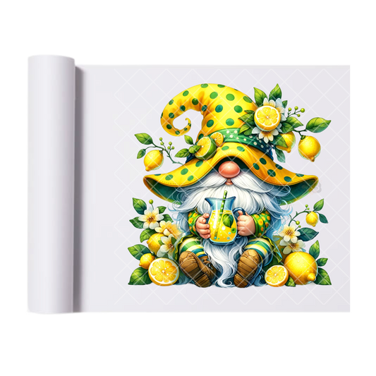 Lemon Themed Gnome - Direct Print Film Transfer for T-Shirts, Cotton, Polyester & Blends - High-Quality Print