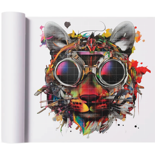 Steam Punk Cat - Direct Print Film Transfer for T-Shirts, Cotton, Polyester & Blends - High-Quality Print