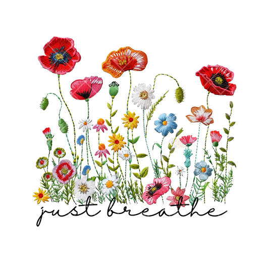 Just Breather Embroidery Flowers PNG