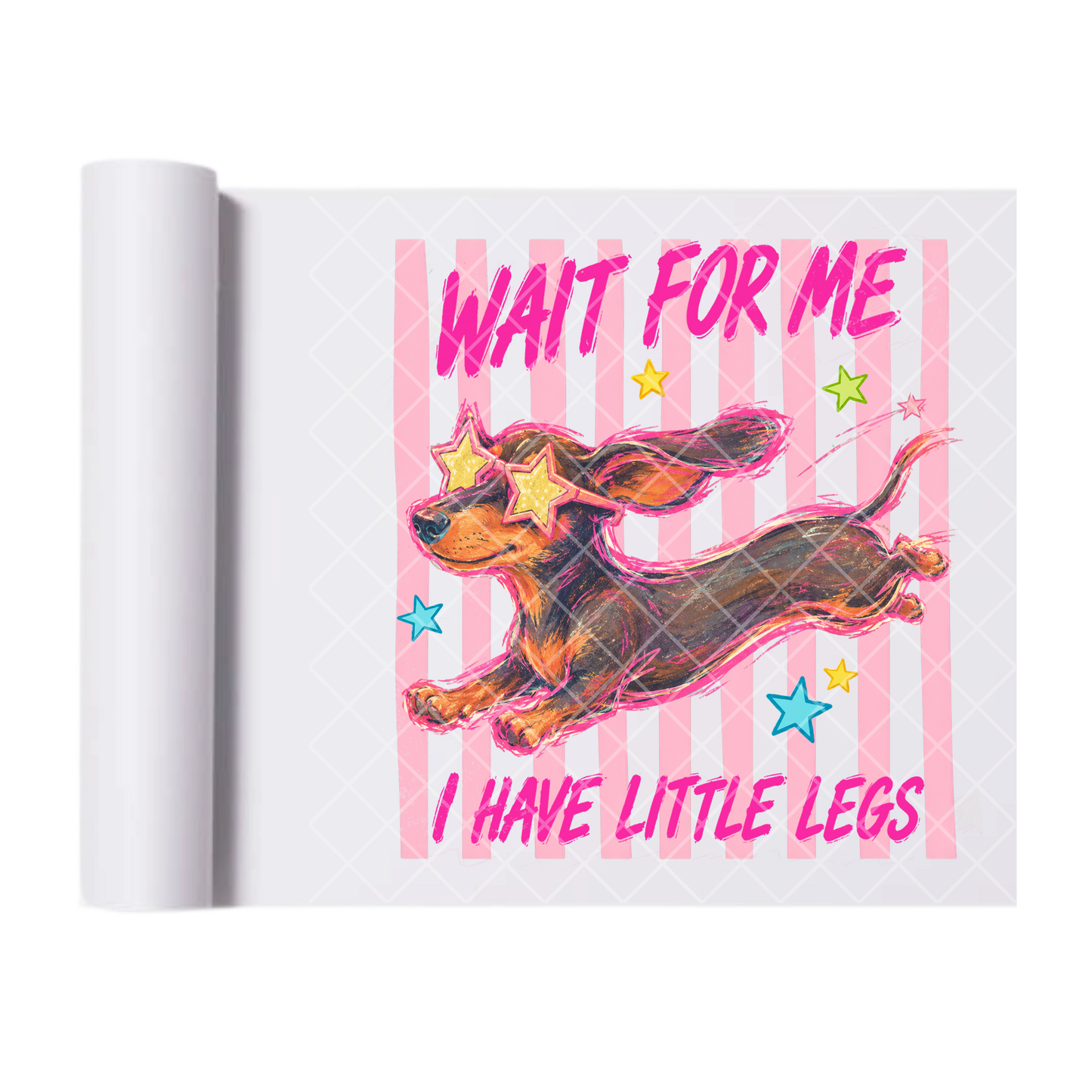 Wait For Me Dash Hound Lines - Direct Transfer Print, Ready To Press For T-Shirts, Cotton, Polyester & Blends - Tshirt Business Quality
