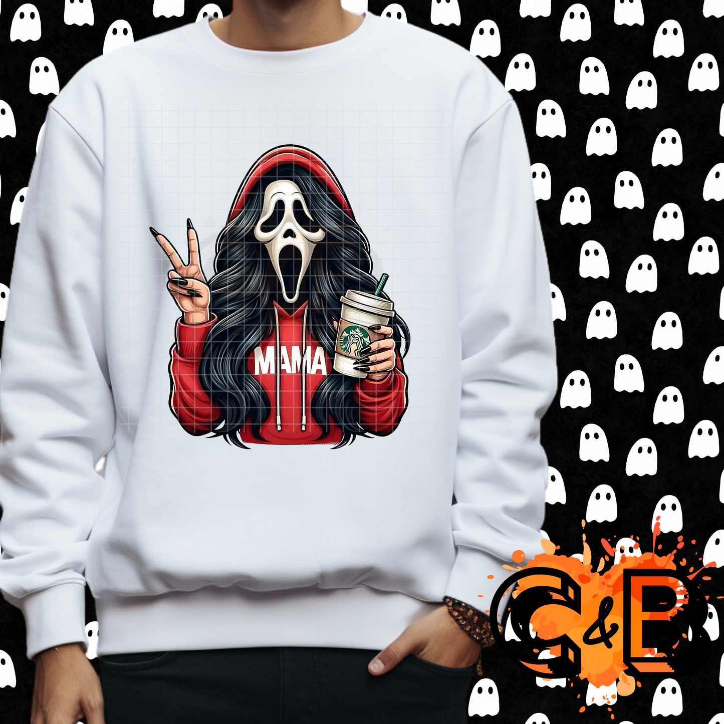 Ghostface MAMA Black Hair Red Hoodie T-Shirt