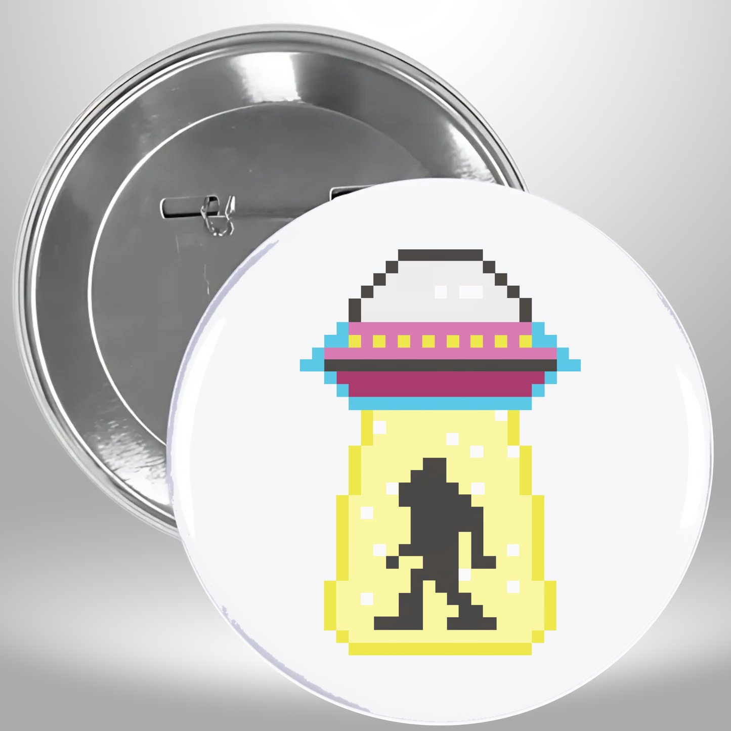 8 Bit UFO Bigfoot Pinback Button