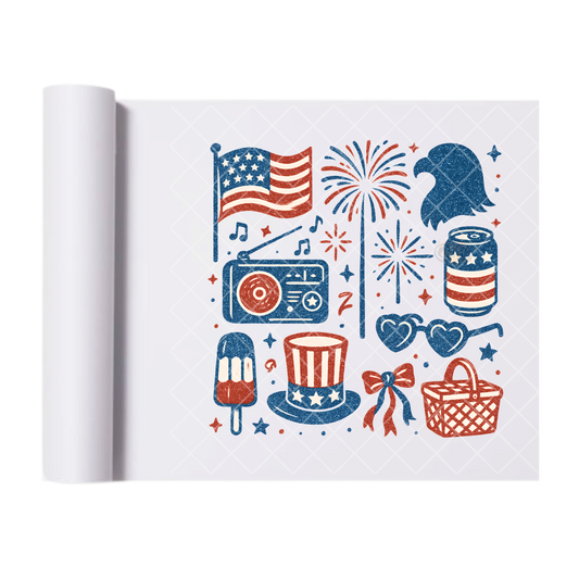 Star Spangled Summer - Direct Print Film Transfer for Trendy T-Shirts, Cotton, Polyester & Blends - High-Quality Print