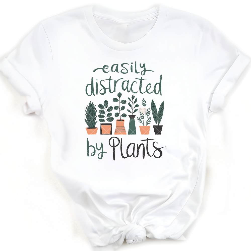 Easily distracted by plants - Premium Graphic T-Shirt for Casual Wear