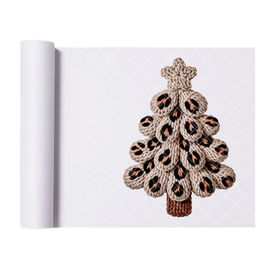 Leopard Tree Faux Crochet - Direct-To-Film Heat Transfer for T-Shirts, Cotton, Polyester & Blends - High-Quality Print