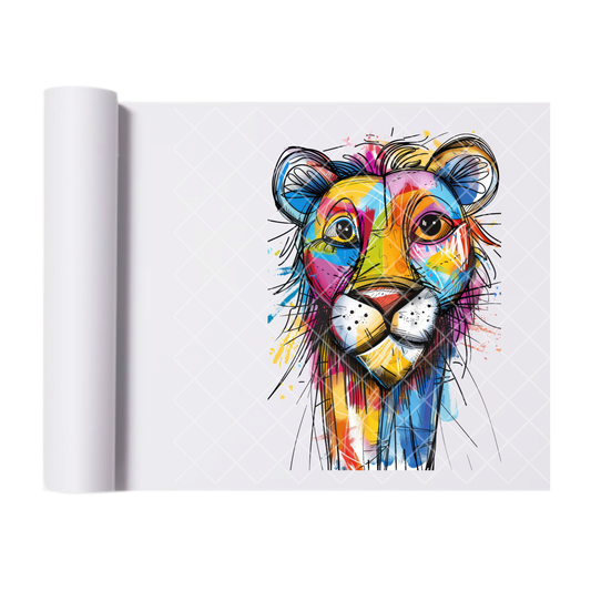 Sketchy Lion - Direct Print Film Transfer for Trendy T-Shirts, Cotton, Polyester & Blends - High-Quality Print