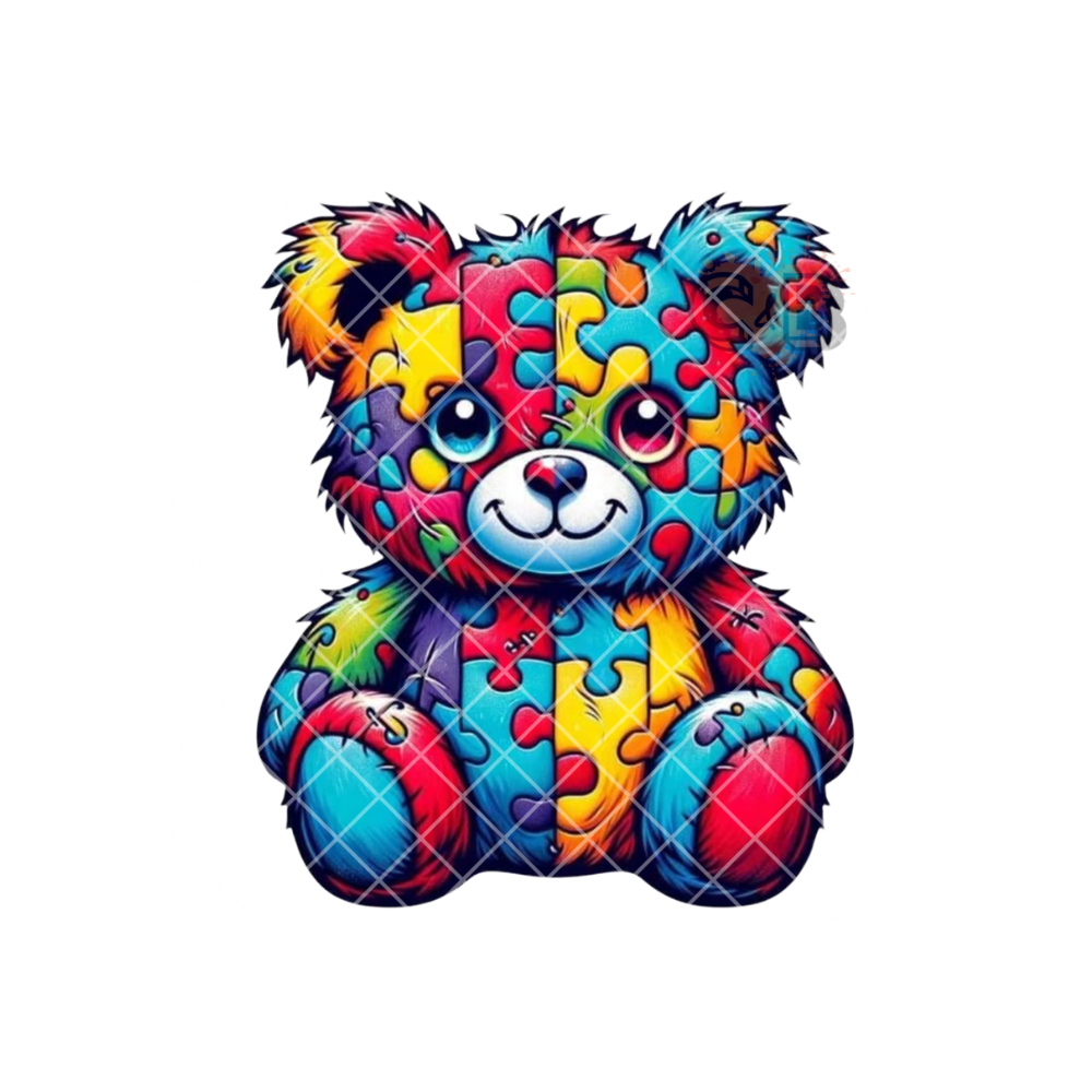 Puzzle Teddy Bear Autism Awareness PNG