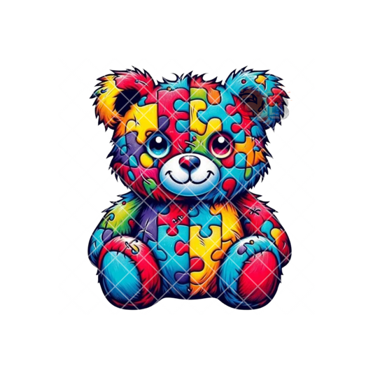 Puzzle Teddy Bear Autism Awareness PNG