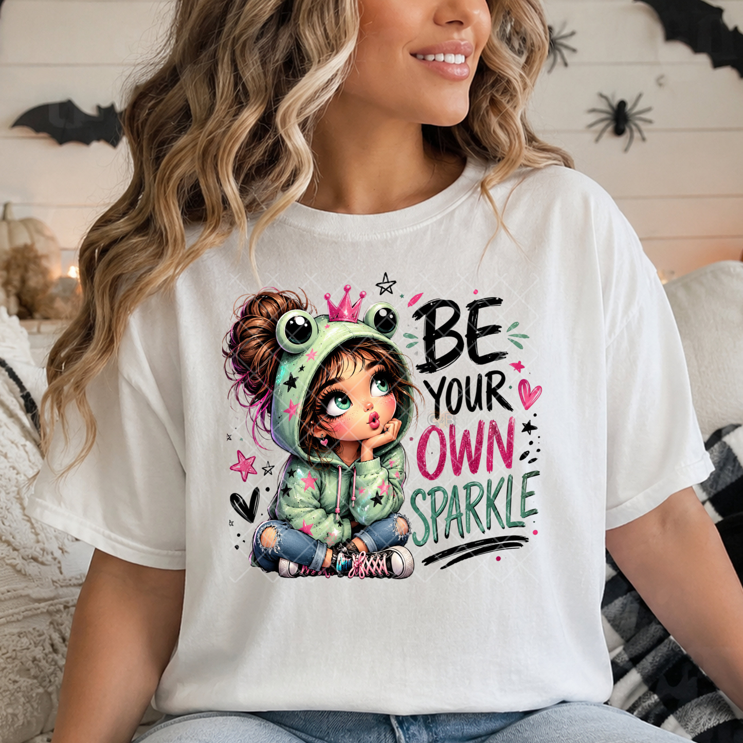 Be Your Own Sparkle Girl Frog - Premium Graphic T-Shirt for Casual Wear