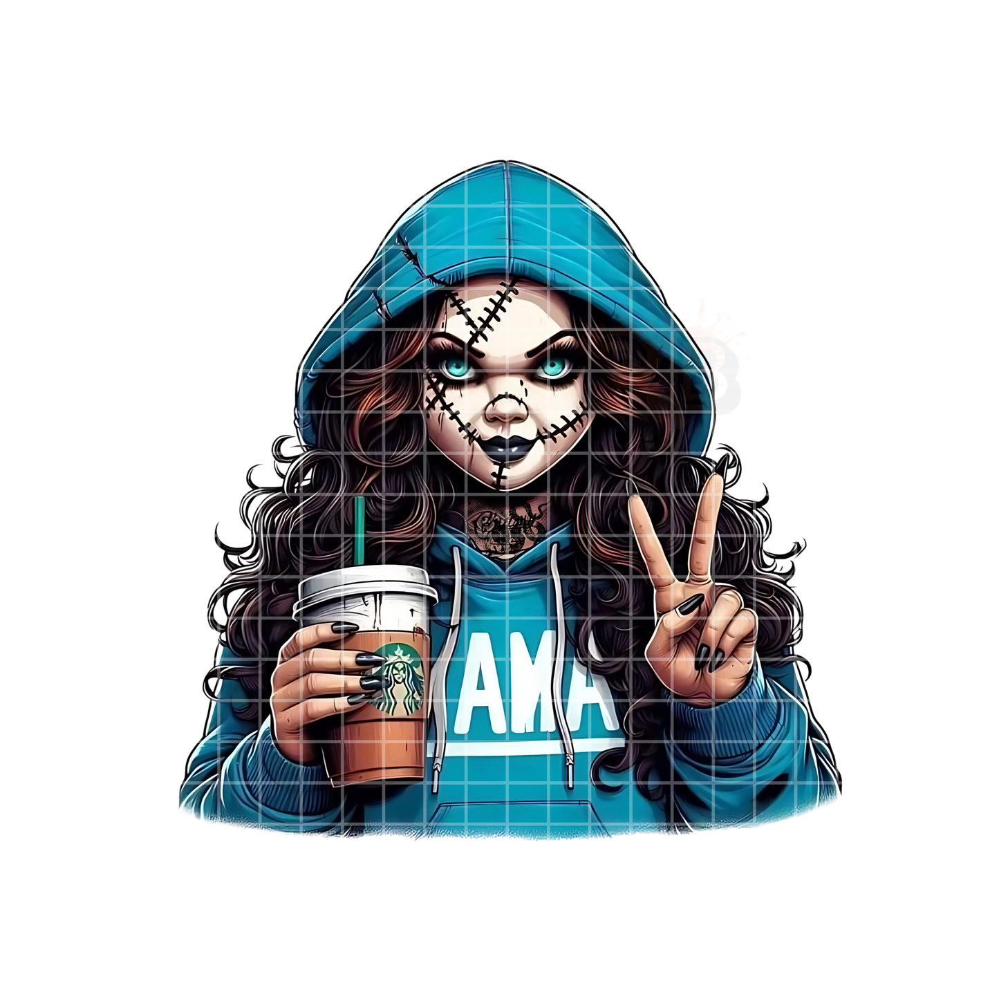 Chucky MAMA Blue Hoodie PNG