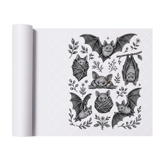 Black and White Bats - Ready To Press Print Transfer for Apparel, Cotton, Polyester & Blends - High-Quality Print- Commercial Grade