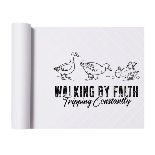 Walking By Faith Goose - Ready To Press Print Transfer for Apparel, Cotton, Polyester & Blends - High-Quality Print- Commercial Grade